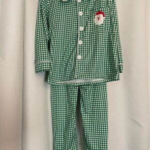 Green Checkered Kids Pajamas with Santa Patch 8-9 years
